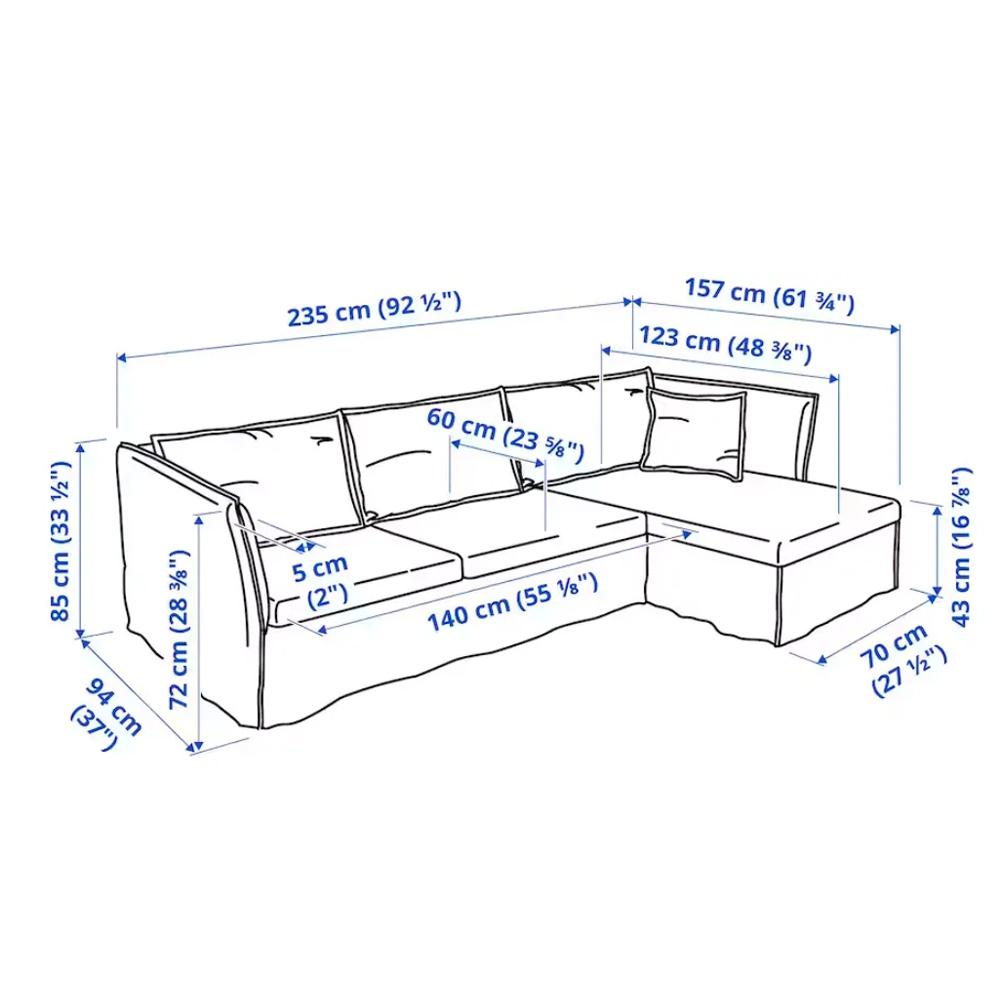 Угловой диван Бакселен gray ИКЕА (IKEA) изображение товара