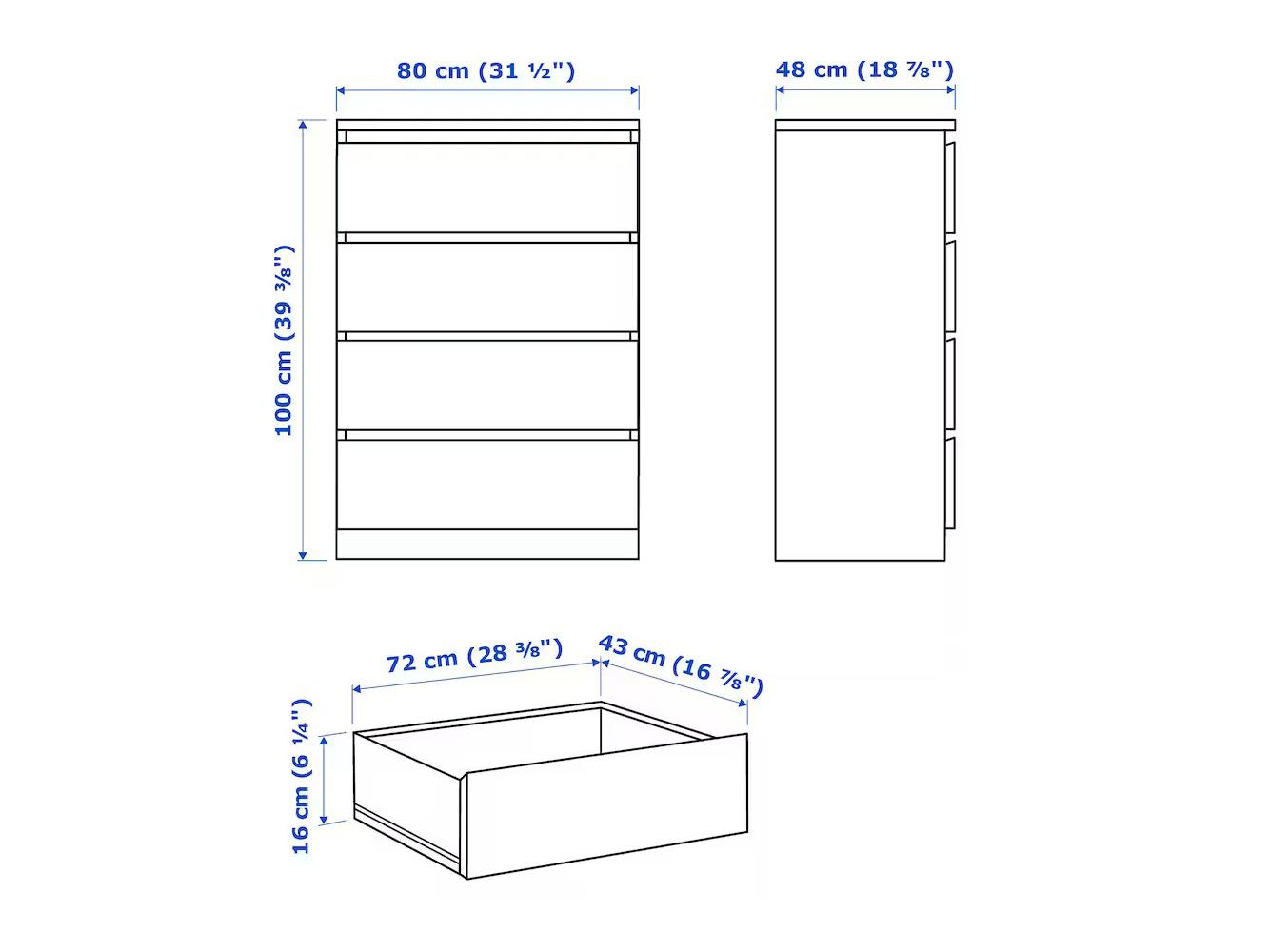 Изображение товара Комод Мальм 16 brown ИКЕА (IKEA), 80x48x100 см на сайте adeta.ru