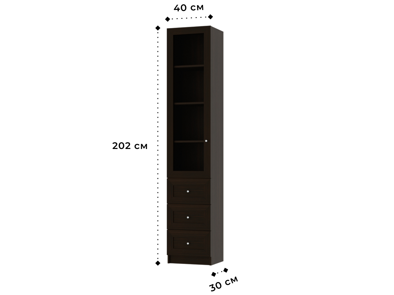 Изображение товара Книжный шкаф Билли 375 brown ИКЕА (IKEA), 40x30x202 см на сайте adeta.ru