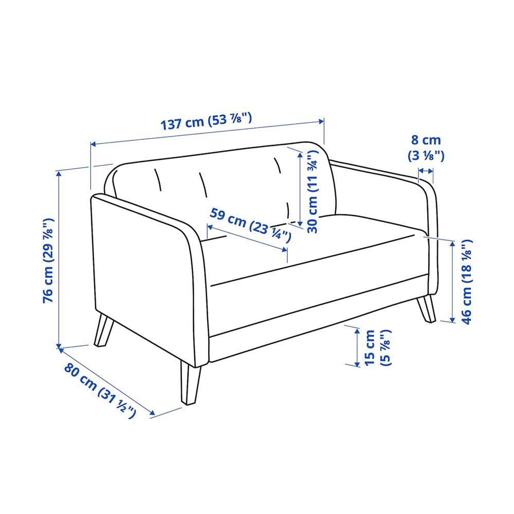 Прямой диван Линанс black ИКЕА (IKEA) изображение товара