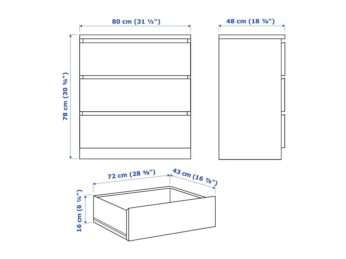 Изображение товара Комод Мальм 17 white ИКЕА (IKEA), 80x48x77 см на сайте adeta.ru