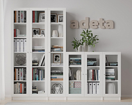 Изображение товара Книжный шкаф Билли 413 white ИКЕА (IKEA) со стеллажом на сайте adeta.ru